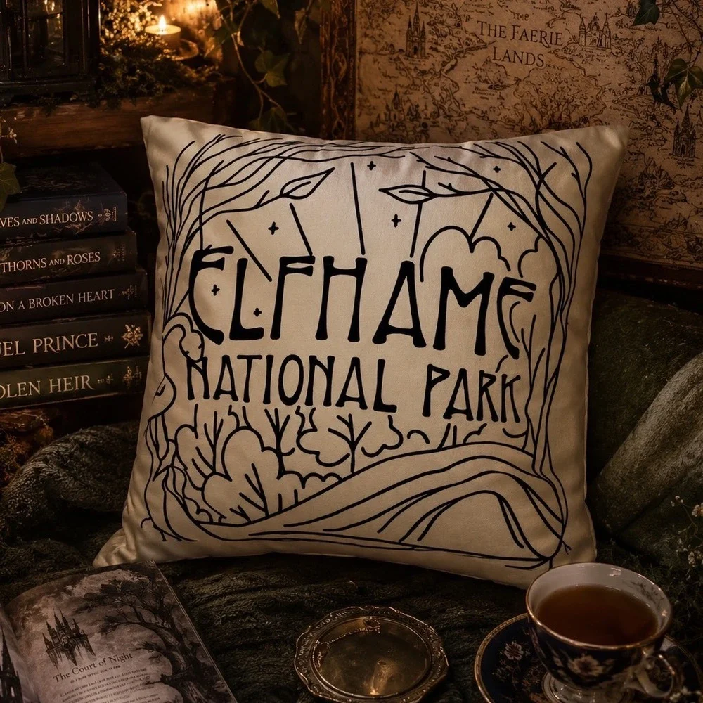 The Bookish‎ Box Elfhame National Park Pillowcase White Black Fantasy Art